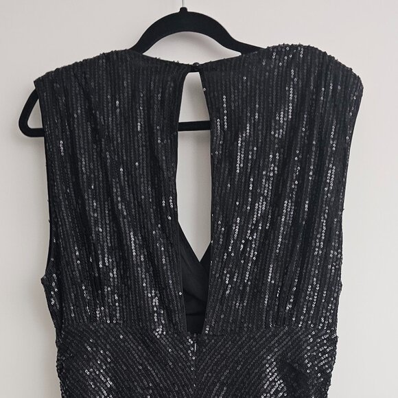 VIP Plus Sequin V Neck Ruched Party Dress 14/16-1XL - Picture 5 of 12